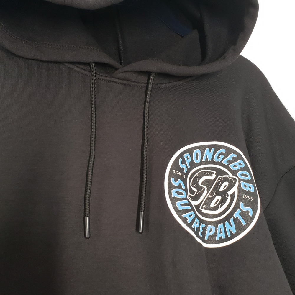 Members Only Spongebob Squarepants Hoodie Sweatshirt Mens Medium Black Oversized - Picture 10 of 16